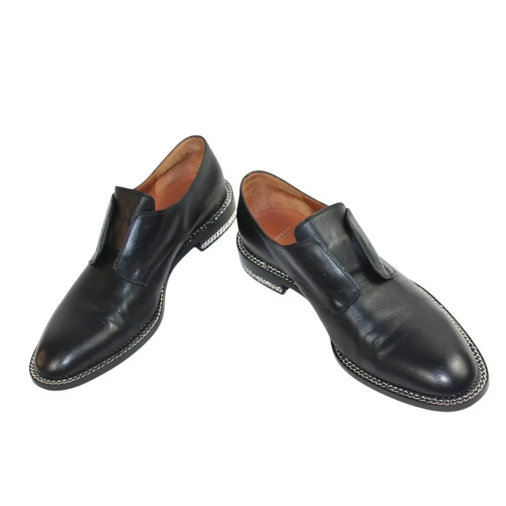 Givenchy Paris Rosanna Chain Black Leather Men’s Derby Shoe  Size 41  (US 8)